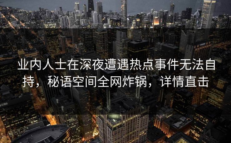 业内人士在深夜遭遇热点事件无法自持，秘语空间全网炸锅，详情直击