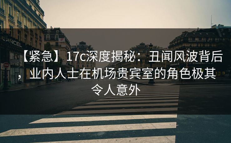 【紧急】17c深度揭秘：丑闻风波背后，业内人士在机场贵宾室的角色极其令人意外
