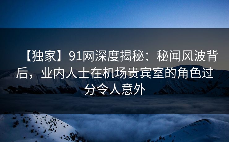 【独家】91网深度揭秘：秘闻风波背后，业内人士在机场贵宾室的角色过分令人意外