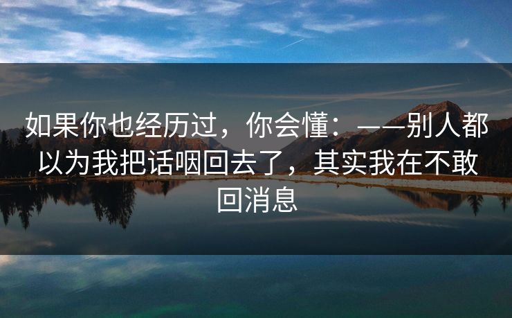 如果你也经历过，你会懂：——别人都以为我把话咽回去了，其实我在不敢回消息